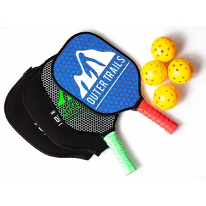 Outer Trails Pickleball Set with Two Paddles, 4 Pickleballs, Individual Protective Cases for Each Paddle, and Free Carry Bag