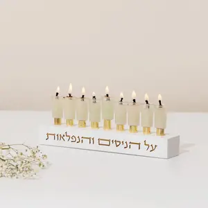 Handmade Concrete Hanukkah Menorah | The Miracle Of Light Collection | Elegant and Modern Small Menorah | Unique Chanukah Jewish Gifts