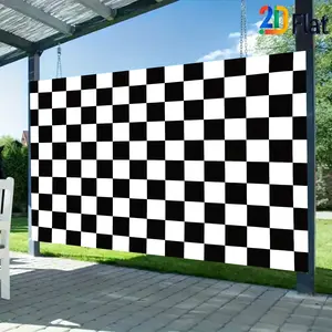2D Flat Banner Wall Decor, 1pc, Black and White Checkered Background Fabric, Classic Checkered Style, Polyester Digital Printing, Washable, Suitable for Party Decorations and Home Soft Furnishings, Multiple Sizes Available