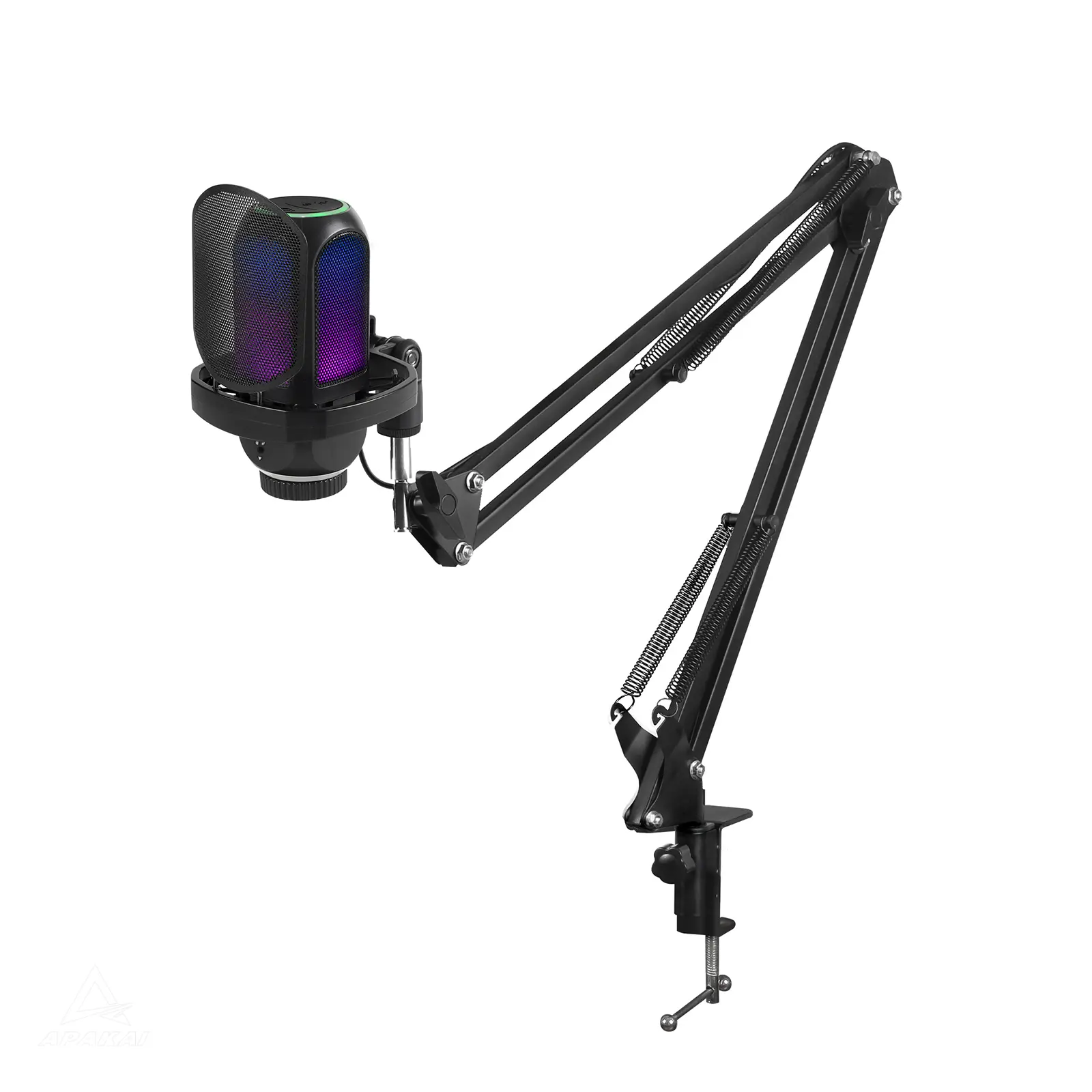 001 USB RGB Boom Microphone with USB-C/Lightning RX, Noise Cancelling, RGB Control, Audio Recording for Content Creators, Smartphone (iPhone/Android), PC, Gaming Streaming, Black Stream Equipment