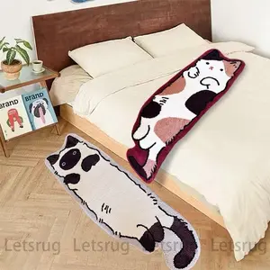 Cute Cat Tufted Soft Rug 20"x 60" Animal Pattern Design for Bedrooms Living Rooms Decorative Playful Carpet Non-Slip Polyester Material