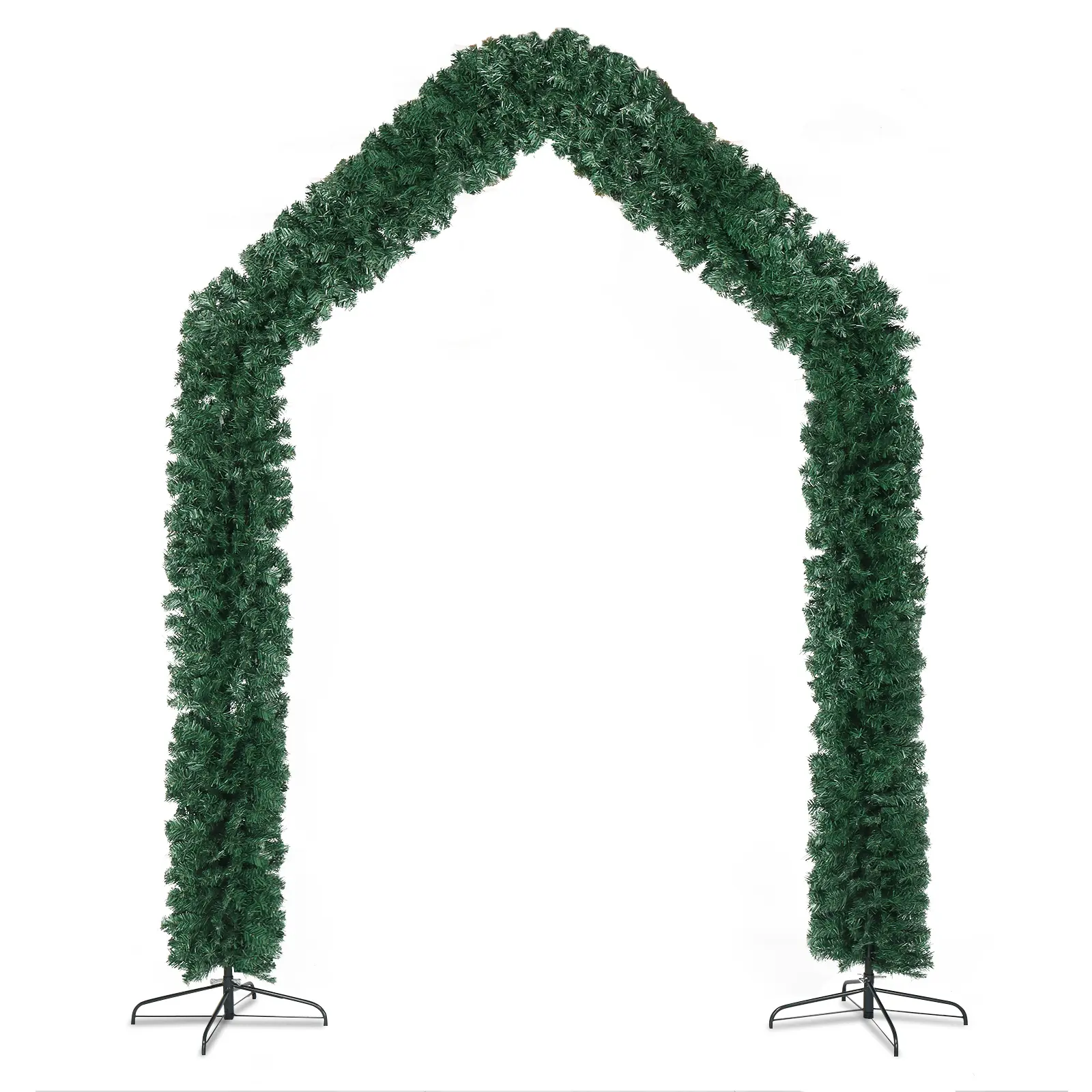 Ubesgoo Large Steel Arch Christmas Yard Decoration - 240*40*260cm Arch Shape Green PVC Piece with 1860 PVC Branches