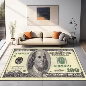 100 Dollar Bill Benjamin Franklin Flannel Area Rug - Oversized Soft Plush Mat for Living Room & Man Cave, Non-Slip Thick Creative Money Pattern Home Decor for Modern Enthusiasts #DollarBillRug #MoneyCarpet #ManCaveDecor #FlannelMat #NonSlipRug