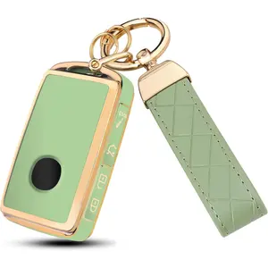 for Mazda Key Fob Cover,Compatible with Mazda 3/6/3 Hatchback/CX-5/CX-6/CX-9/CX30/CX-50/CX-70/CX-90,4 Buttons TPU Key Cover with Golden Edge (A-Green)
