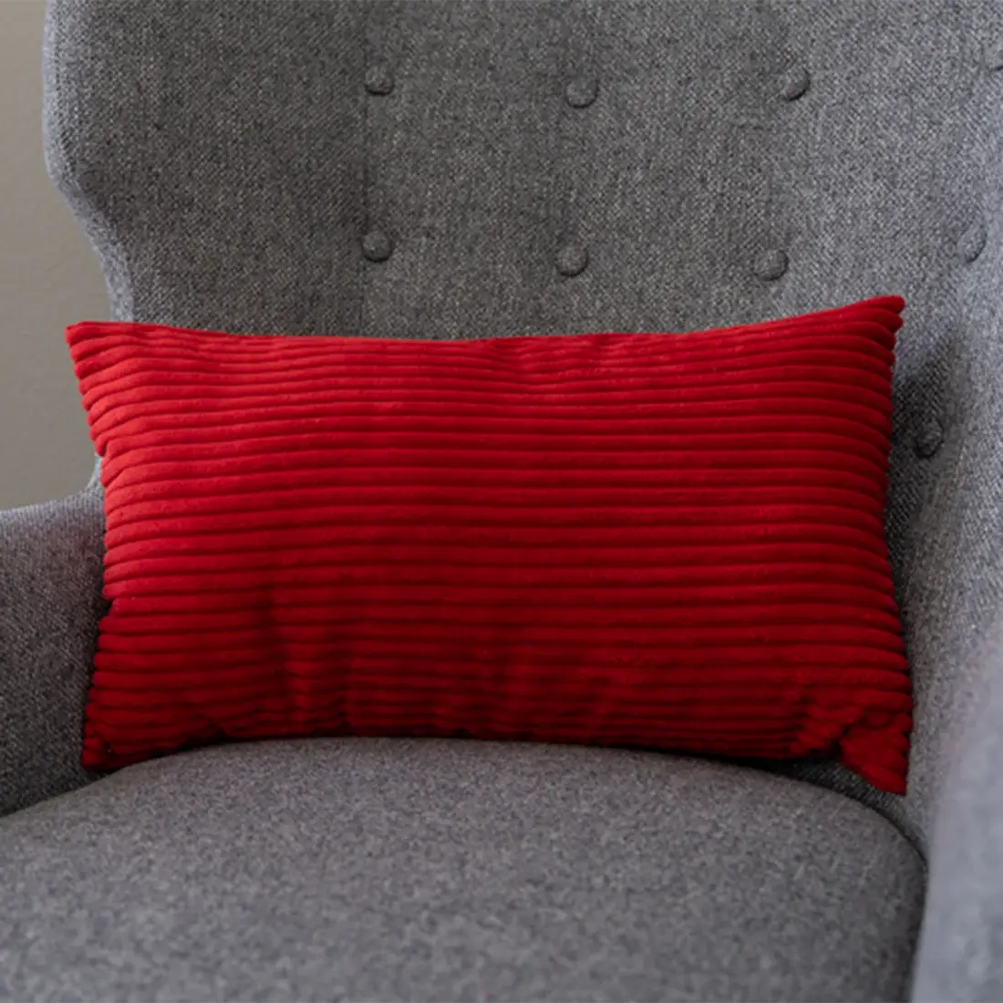 12''x20'' corduroy stripe  lumbar support throw pillow | 10 colors soft textured wide wale design | cozy lumbar & accent pillow | insert included