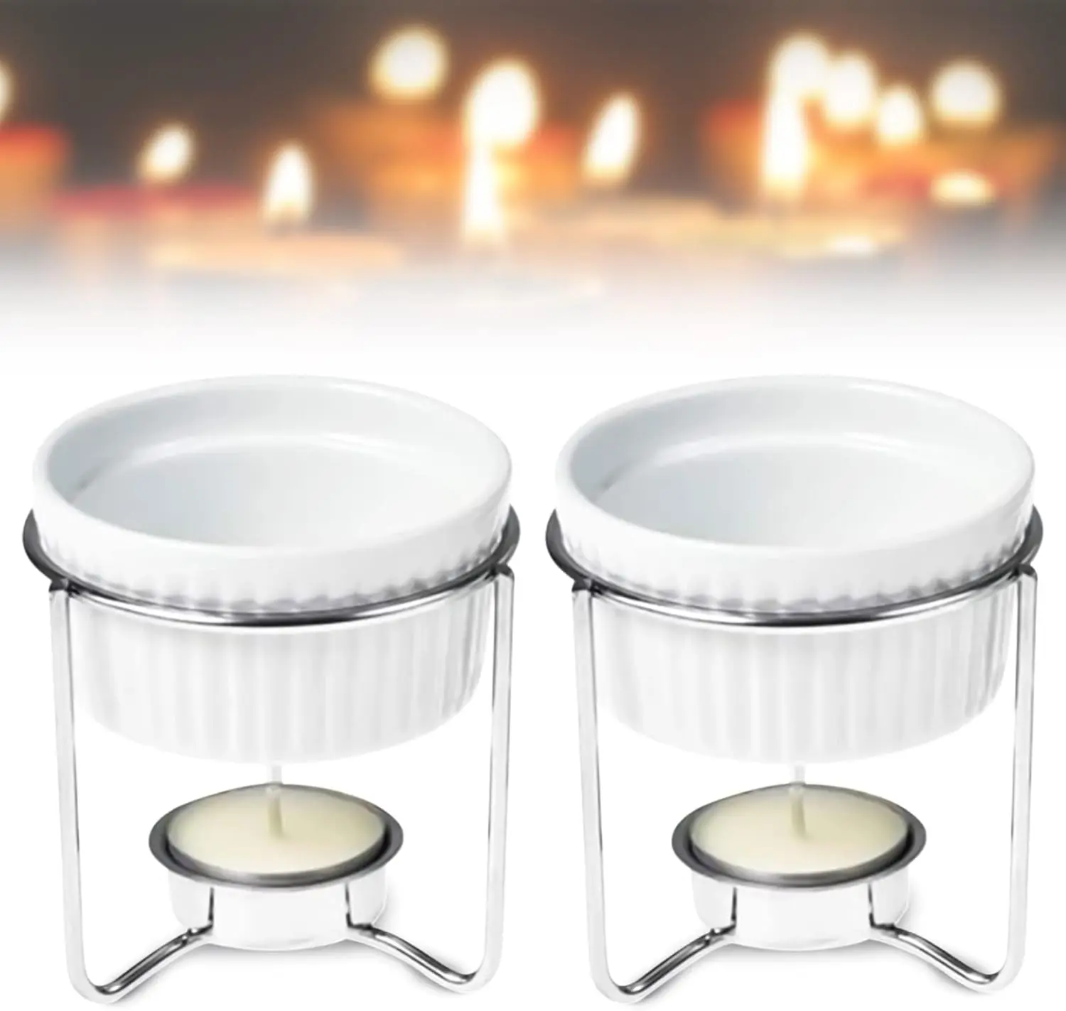Ceramic Butter Warmers for Seafood, Butter Melter Set of 2 | Ceramic Butter Warmers for Chocolate or Cheese,Fondue- Dishwasher Safe,Oven Safe,Microwave Safe