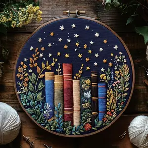 Starry Sky Book Embroidery Kit Material Pack, Adult and Children DIY Handcraft, Hand Embroidery Beginner Kit with Printed Embroidery Patterns, Suitable for Beginners Embroidery Kit, Embroidery Set