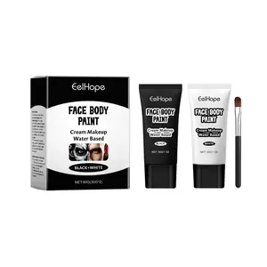 Halloween Black and White Face Paint Cream - Easily Covers Skin for Clown Makeup Effects