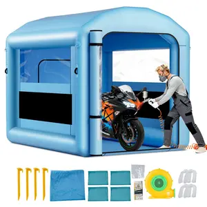 Inflatable Paint Booth 9.84 X 8.2 X 8.2 Ft, Portable Spray Booth System With 550W Blower And Air Filtration, Round Roof With Light Hook, Ideal For Painting Bicycles, Motorcycles And Furniture