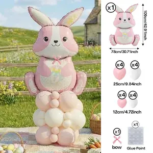 Easter Party Decoration Balloons Set, Giant Blue Rabbit Foil Matte Balloons, Maca Powder Blue Latex Balloons, Spring Easter Garden Party Props, Balloon Animals, Balloon Garland