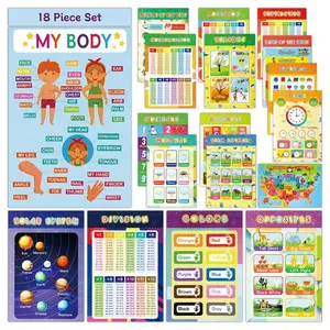DEERSEN 18Pcs Educational Posters for Toddlers 1-3, Learning Posters for Toddlers 1-3, ABC Poster for Kids Ages 3-5, Preschool Posters 1 2 3 Year Old, Kindergarten Homeschool Classroom Must Haves Wall Decor