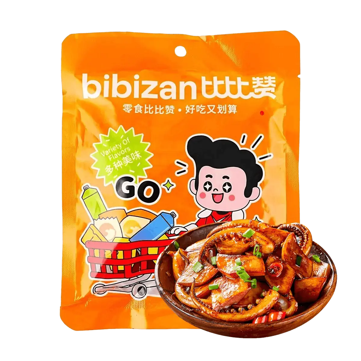 BiBiZan Spicy Squid King Oyster Mushroom 10 Packs 80g - Crunchy & Chewy Snack