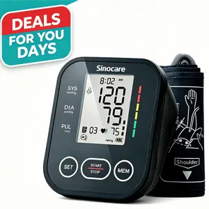 Sinocare Upper Arm Blood Pressure Monitor - Accurate, Easy-to-Use Electric BP Machine with 8.6"-16.5" Adjustable Cuff, Large Display, Dual User Mode, Posture Detection, Irregular Heartbeat Alert, Black (Dad Gift for Measurement Needs), Accuracy