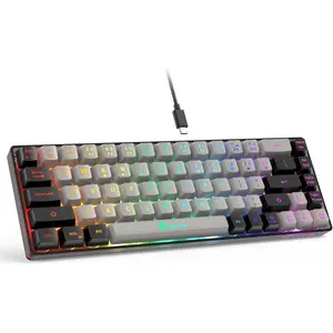 65% Gaming Keyboard, Wired Backlit Mini Keyboard, Ultra-Compact Anti-Ghosting No-Conflict 68 Keys Membrane Gaming Wired Keyboard for PC Laptop Windows Gamer