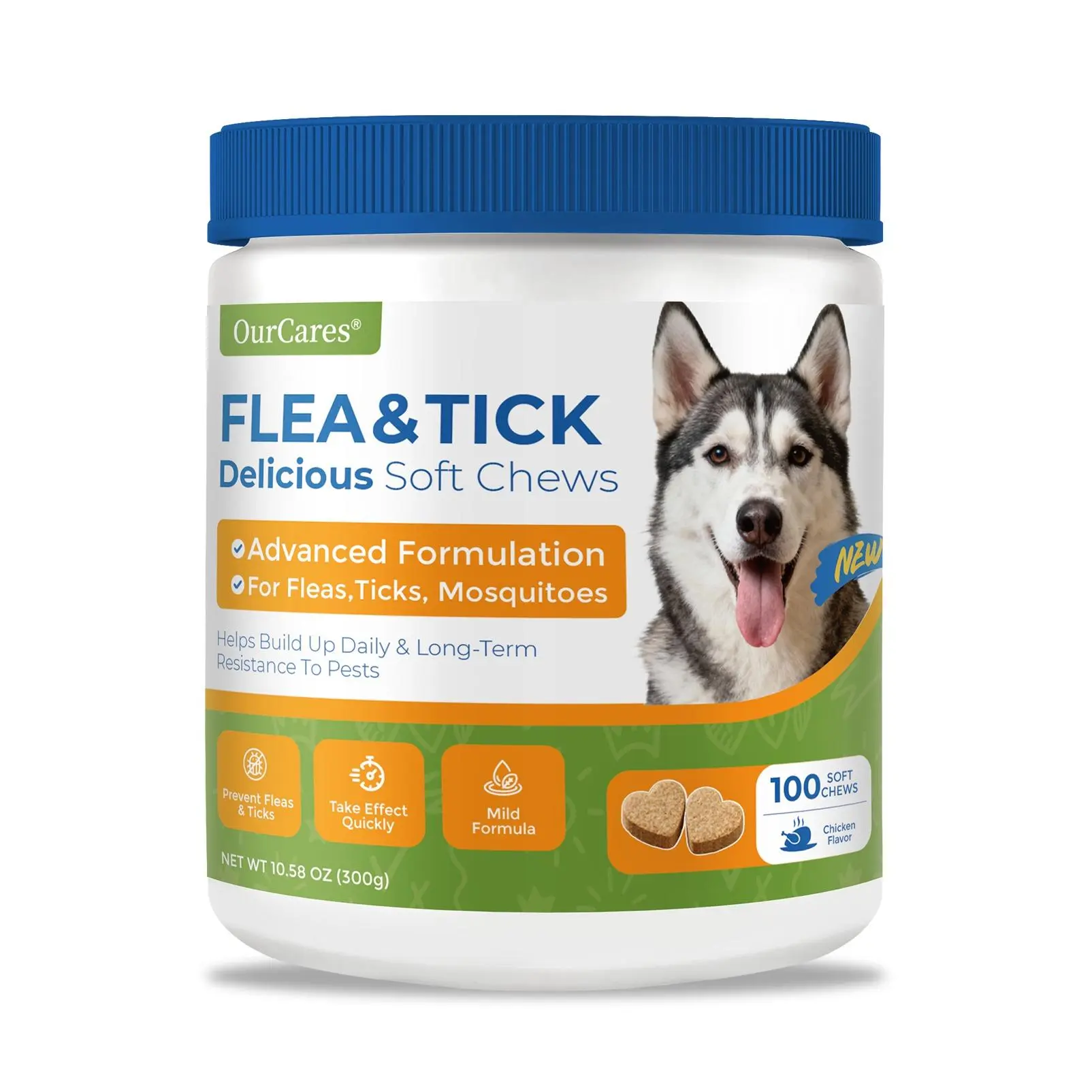 #Summervibes #petlovers OURCARES Flea & Tick Prevention Support Chews for Dogs – Nutritional Supplement, Not a Treatment – 100Count, Plant-Based Chicken Flavor with Probiotics, Coconut Oil, Flaxseed & Fish Oil – For All Breeds and Ages,back to school