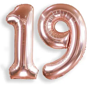 40 Inch Large 19 Number Balloons Rose Gold Big Foil Number Balloons Giant Helium Happy 19th Birthday Party Decorations for Girl Huge Mylar 91 Anniversary Supplies