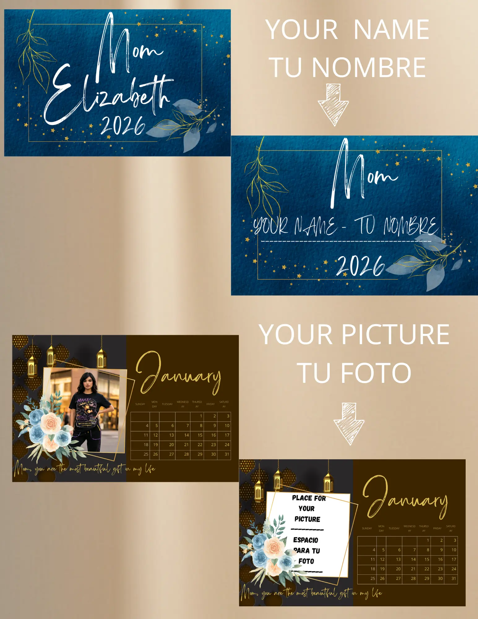 Personalized Laminated Wall Calendar - 12-Month Custom Photo Calendar, Office Stationery for Workspaces
