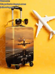 Airplane Pattern Suitcase Cover, Thick High-Quality Fabric, Fits 20-28 Inch Luggage, Essential Travel Accessory, Casual Style, Traveling Essentials
