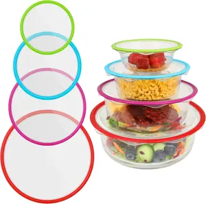 CuLiDing Silicone Stretch Bowl Lids - Reusable Stretch Silicone Lids for Food Storage, for Round and Rectangular Containers, 4.6-7.8 Inch Salad Kitchen Utensils