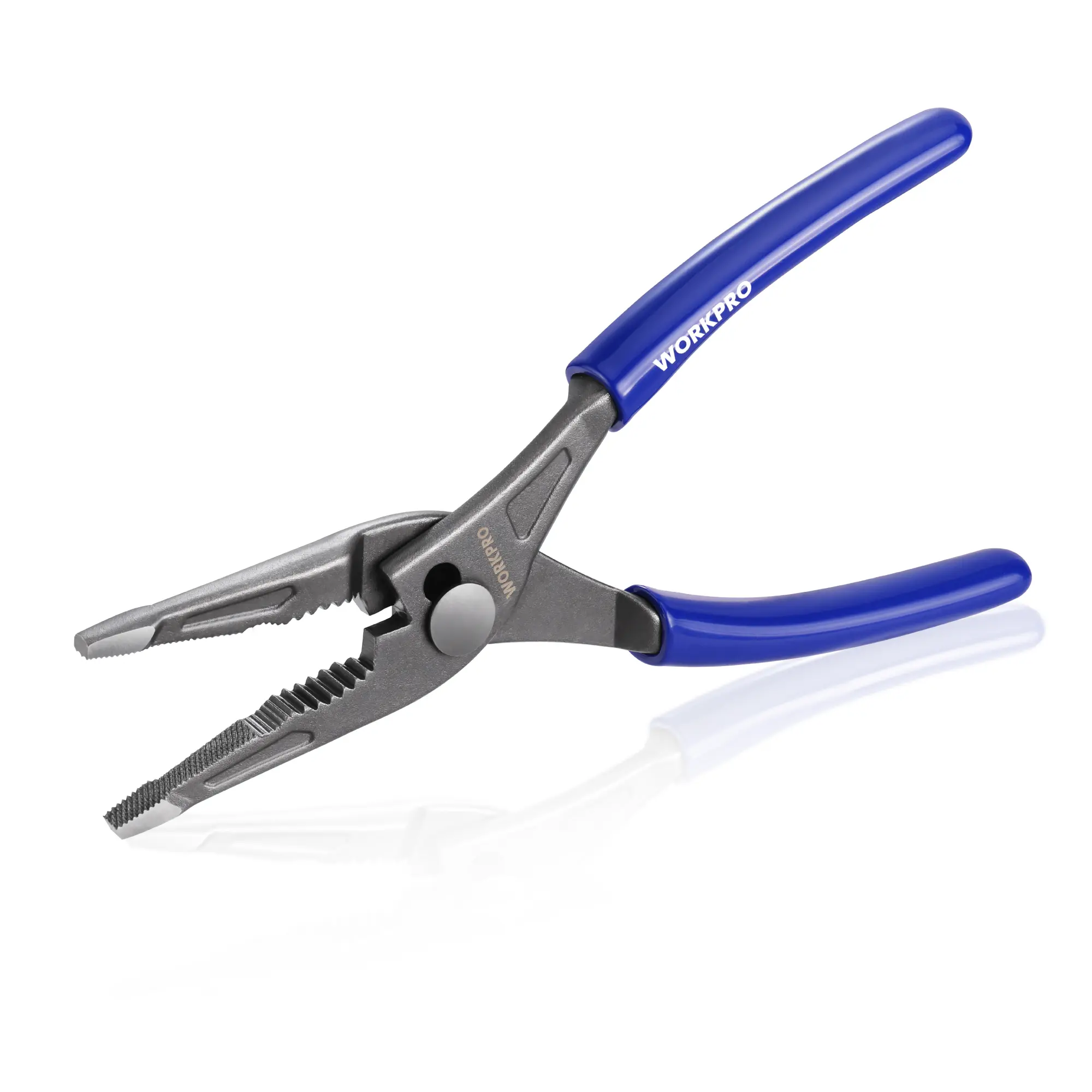 #summersale WORKPRO 8'' Long Nose Slip Joint Pliers, CR-V Needle Nose Pliers with Comfortable Grip Handles, 3-Zone Serrated Jaw from Premium Steel for Clamping, Tightening and Loosening