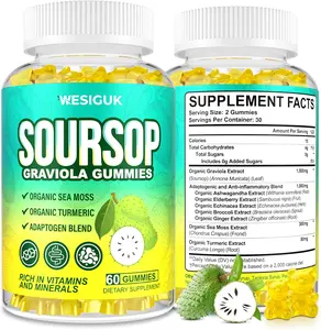 Soursop Graviola Gummies Max Strength Soursop Leaves Extract with Sea Moss Turmeric for Cell Support Regeneration Immunity Liver and Antioxidant Gluten Free Vegan 60 Soursop Gummies Daily Digestive Health and Vitality Wellness Formula