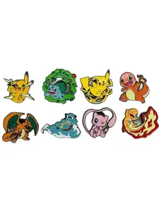 Anime Pokemon Pikachu Charizard Bulbasaur Squirtle Badge, Cartoon Character Collectible Pin, Cute Anime Accessory for Fans