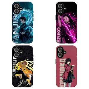 FL-D3mon Slayer-Anime Character Phone Case, Tanjiro/Nezuko, Multi-Color Cool Demon Slayer Print Protective Cover For iPhone 11 12 13 14 15 16 17 Air Pro Max for Samsung S26 S25 S24 S23 S22 S21 Case,Gift for fans