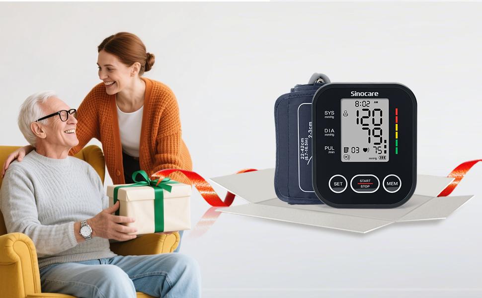 【Father'sDayGift】Sinocare 30E Blood Pressure Monitor,Adjustable Cuff 8.6"-16.5",  Monitoring Accuracy, One-Button Operation, Dual User Mode, Posture Detection & Irregular Heartbeat Alert,Blood Pressure Monitor Measurement, Ease Of Use