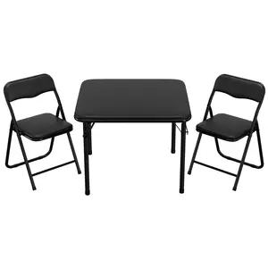 Garvee 3-Piece Kids Folding Table and Chair Set - Space-Saving, Portable, No Assembly Needed - PU Cushioned Wipe-Clean Surface for Indoor/Outdoor Play, Dining