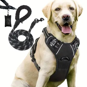 3pcs Escape-Proof Dog Harness Set with Leash and Poop Bag Dispenser - Perfect for Medium and Large Dogs Walking, Adjustable and Soft, Christmas Gift
