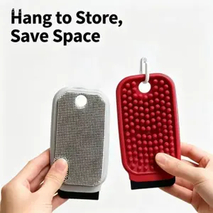 3-in-1 Silicone Cleaning Brush with Integrated Scraper - Hygienic, No-Odor Reusable Kitchen Scrubber for Burnt Food, Dishes