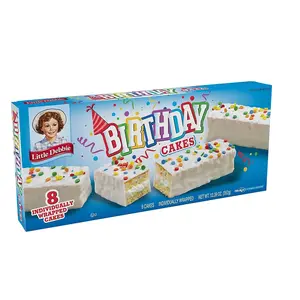 Little Debbie Birthday Cakes, 16 Boxes, 128 Individually Wrapped Vanilla Snack Cakes with Candy Confetti, Party Dessert Treat