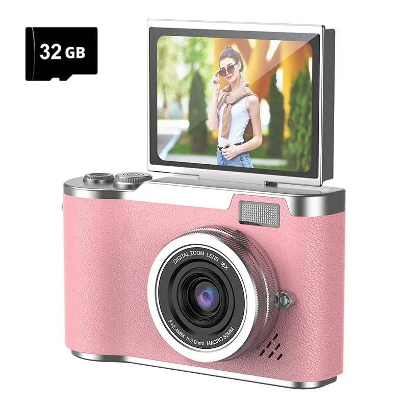 HD Digital Camera, Portable Vlogging Camera, Beginner Digital Camera, Compact Camera, Vlogging with 2.4 Inch 180° Flip Screen, 48 MP, Multiple Filters, 800mAh Battery, Fill Light, 32GB TF Card for Adult, Teenager Birthday Gifts