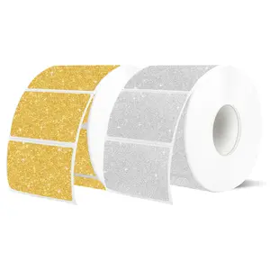 STARBOLING Direct Thermal Labels 2.25" x 1.25" Holographic Shiny Gold & Silver Barcode Stickers for Address Shipping Compatible with Rollo MUNBYN & Zebra Label Printers 600 Labels Set