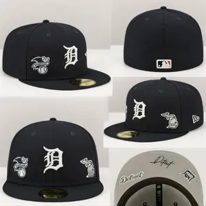 Men's Detroit Tigers New Era 59FIFTY Navy Identity Fitted Hat Flat Brim Hat, MLB Streetwear Style
