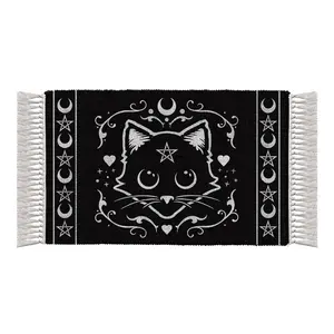 Unique Magical Theme Handwoven Craft Rug, Tassel-Trimmed Household Textile for Home Decor