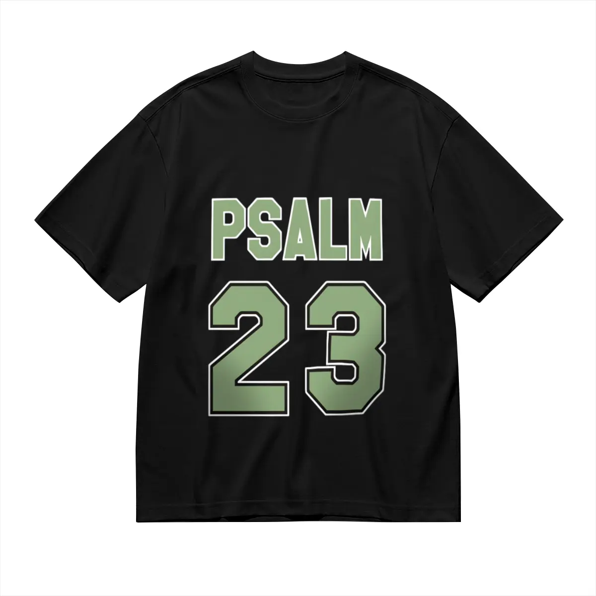 Women's Plus Size Psalm 23 Verse T-Shirt - Oversized Faith Tee with Green Lettering & Number 23, Soft Breathable Jersey Fabric for Church Events, Casual Wear & Religious Gifts (Psalm 23 Scripture)111