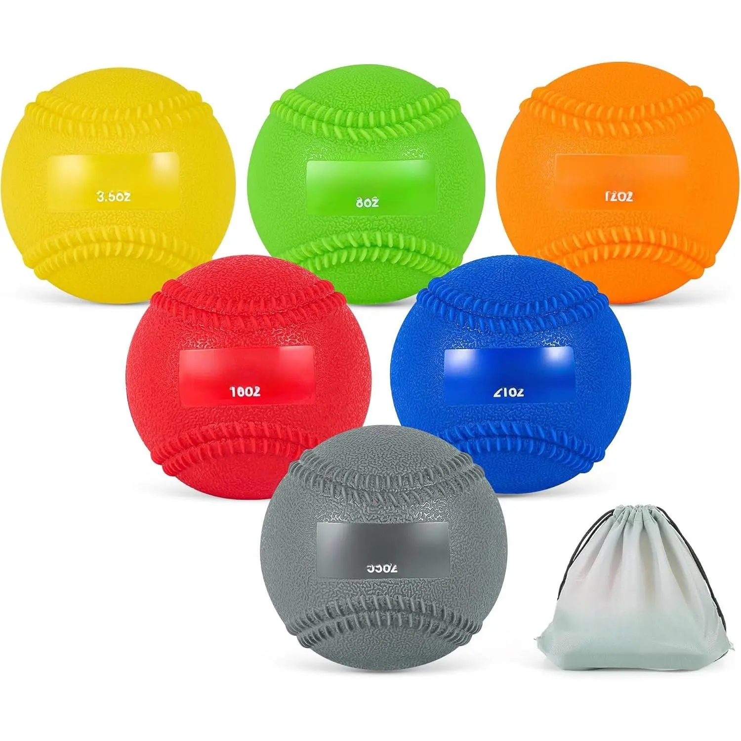 Weighted Baseball Set with Seams for Hitting Pitching, Plyometric Baseballs with Carry Bag, Variable Weighted Balls for  Skill Levels