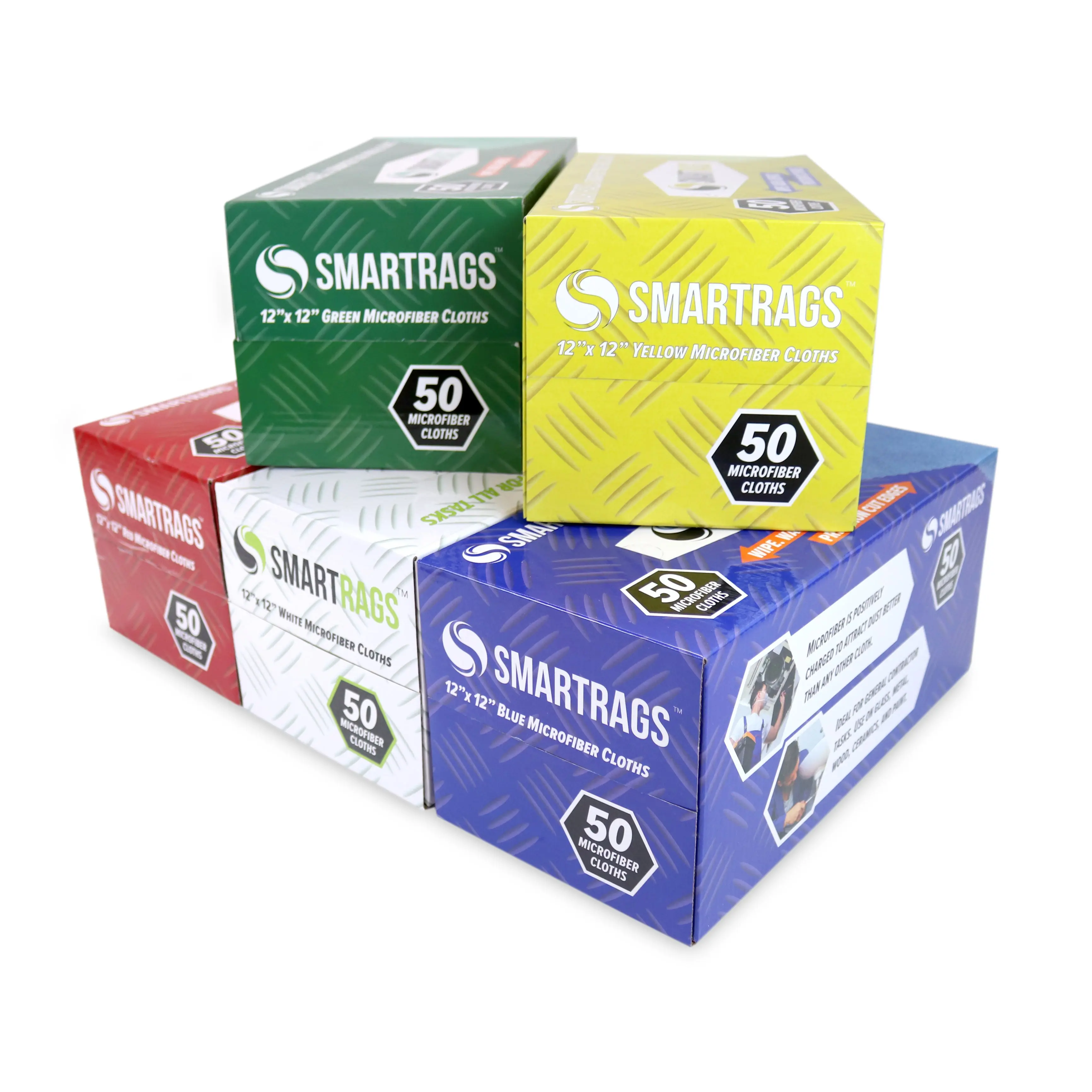 Box of 50 Microfiber SmartRags: 12 x 12, Color Options