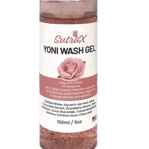SutraX Yoni Wash Gel - 150ml / 5oz - Helps with Odors, pH Balance- Purified Water, Glycerin, Ale Vera Juice Maximum Strength