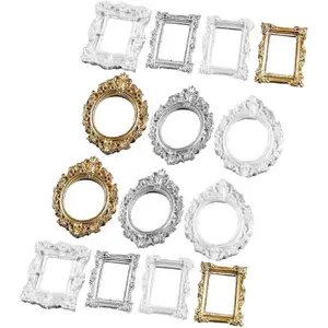 Mini Photo Frames 14 Pieces Mini Vintage Resin DIY Photo Frame for Manicure Jewelry Display Photography Decoration