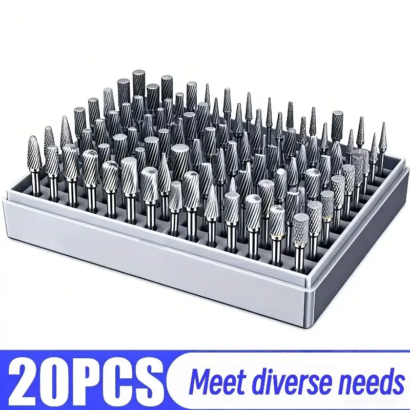 Premium Single Blade High-Speed Steel (HSS) Rotary File Set, Heavy-Duty Engraving Drill Bits with Storage Box, Ideal for Woodworking & Metal Carving, Designed Blades, Tool Accessories, Drill Attachments