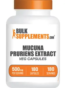 BulkSupplements Mucuna Pruriens Extract Capsules - Edible - Natural Antioxidants - Mucuna Capsule - Vegan - 180 Capsules - 500mg per Serving