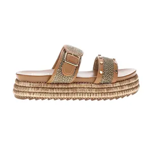 Corkys Womens Walk Of Shame Studded Platform Slide Casual Sandals Casual Low Heel 1-2" - Brown