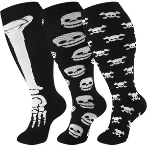 Unisex Adults' Plus Size Wide Calf Decorative Compression Socks - Easy-to-Put-On-and-Take-Off Sport Stockings for Leg Support, Varicose Veins Relief (Nurse Socks)