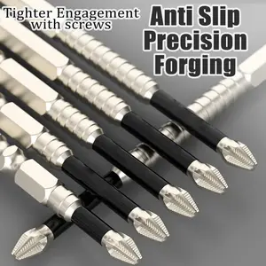 Professional grade titanium alloy impact screwdriver bit set | Strong magnetic anti-slip cross screwdriver bits | High toughness