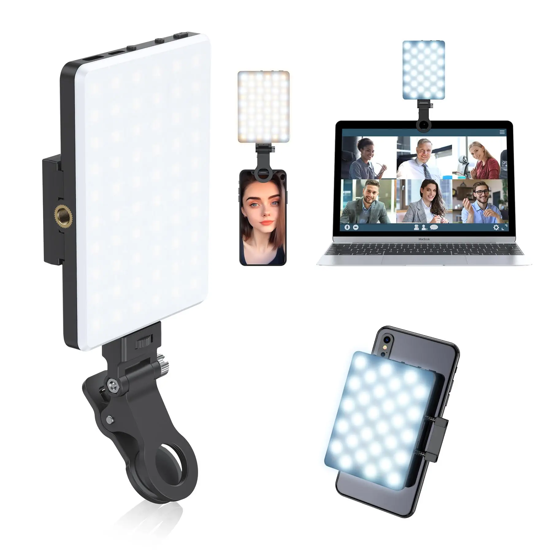 Portable Selfie Light, LED Portable Bi-color Fill Light, USB Rechargeable Clip-on Light for Video