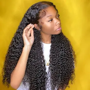 OQ HAIR Kinky Curly 5x5 Lace Closure Wigs Human Hair Natural Color Lace Front Wig for Women