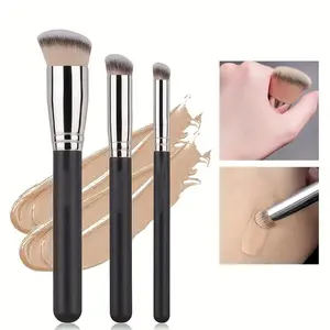 3 Professional Foundation Concealer Brushes for Bb Cream, Angled Contour Makeup Brushes for Women, Essential Beauty Tools for Flawless Skin, Contoured Foundation Brush, Cosmetic Brushes