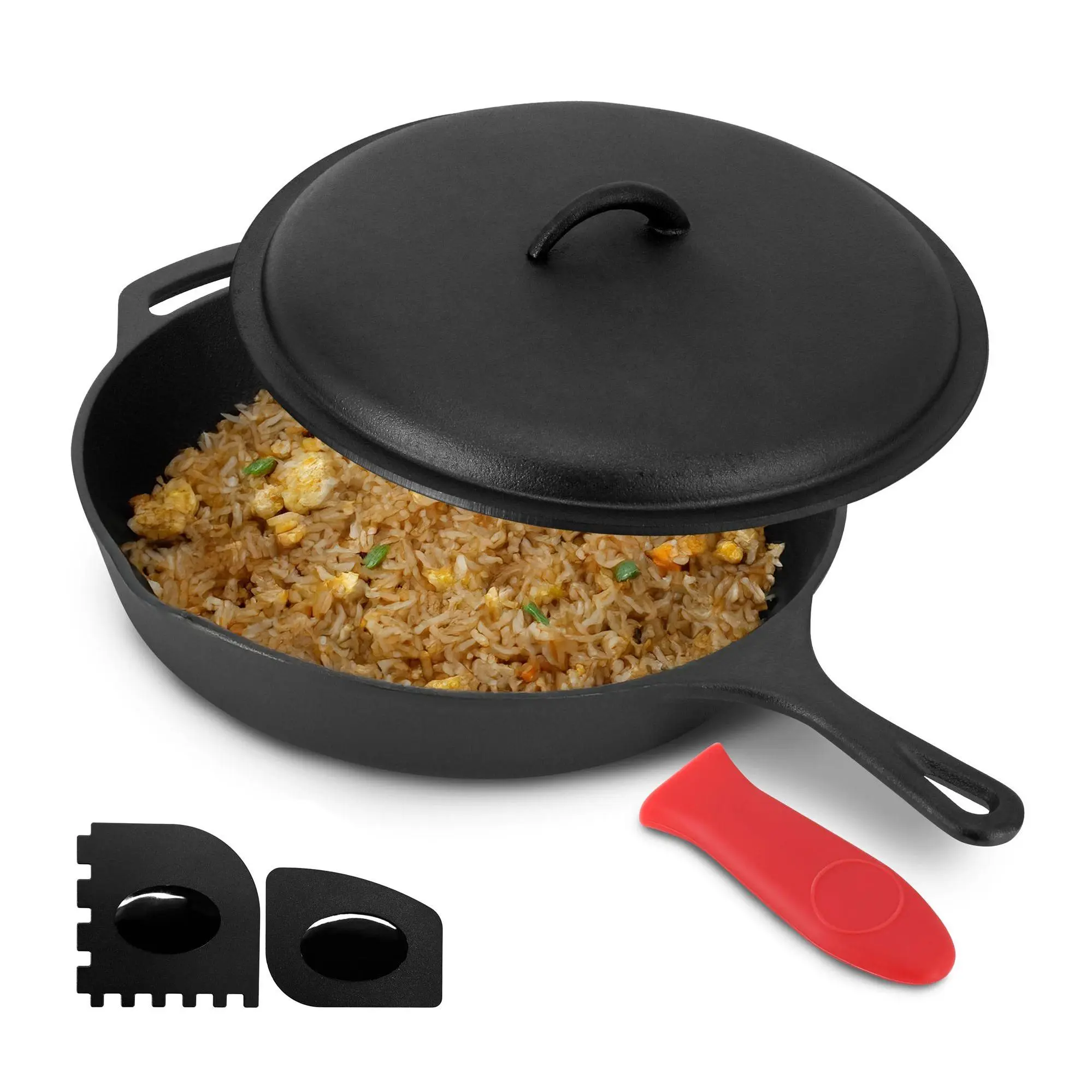 MegaChef 12" Pre-Seasoned Cast Iron Skillet w/Cast Iron MegaChef 12" Pre-Seasoned Cast Iron Skillet w/Cast Iron